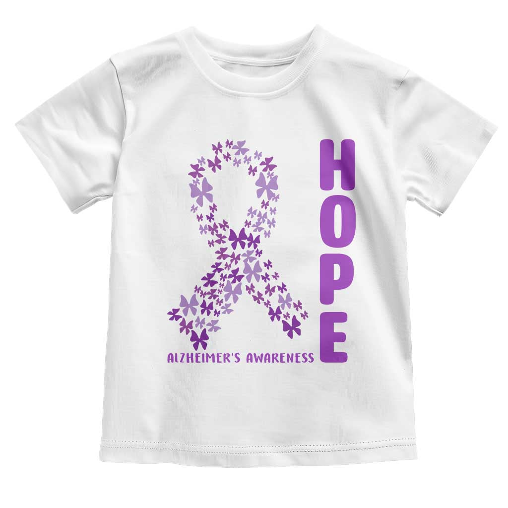 Hope Alzheimer's Awareness Purple Butterfly Ribbon Support Toddler T Shirt