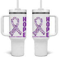 Hope Alzheimer's Awareness Purple Butterfly Ribbon Support Tumbler With Handle