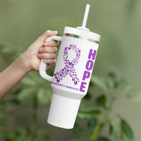 Hope Alzheimer's Awareness Purple Butterfly Ribbon Support Tumbler With Handle