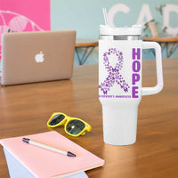 Hope Alzheimer's Awareness Purple Butterfly Ribbon Support Tumbler With Handle