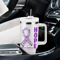Hope Alzheimer's Awareness Purple Butterfly Ribbon Support Tumbler With Handle