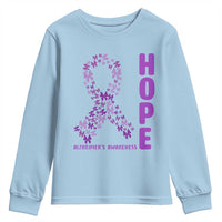 Hope Alzheimer's Awareness Purple Butterfly Ribbon Support Youth Sweatshirt
