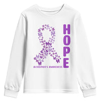 Hope Alzheimer's Awareness Purple Butterfly Ribbon Support Youth Sweatshirt