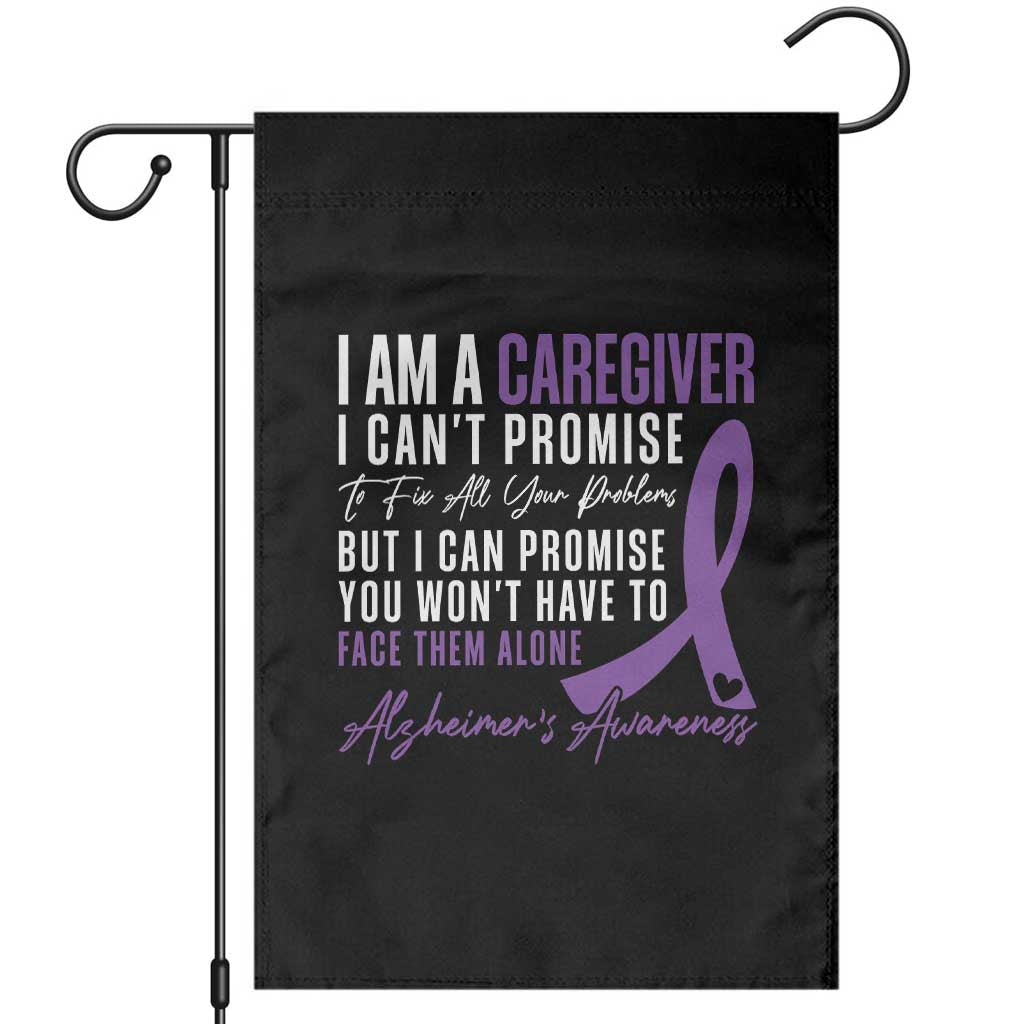 Alzheimer's Caregiver Support Garden Flag Purple Ribbon Hope Graphic