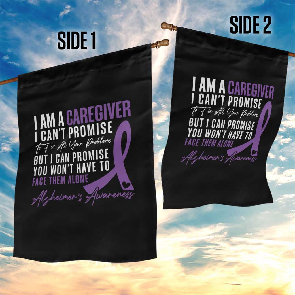 Alzheimer's Caregiver Support Garden Flag Purple Ribbon Hope Graphic
