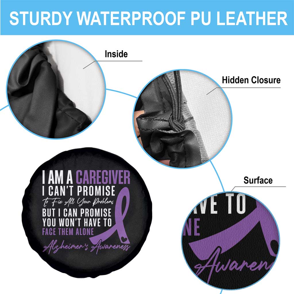 Alzheimer's Caregiver Support Spare Tire Cover Purple Ribbon Hope Graphic