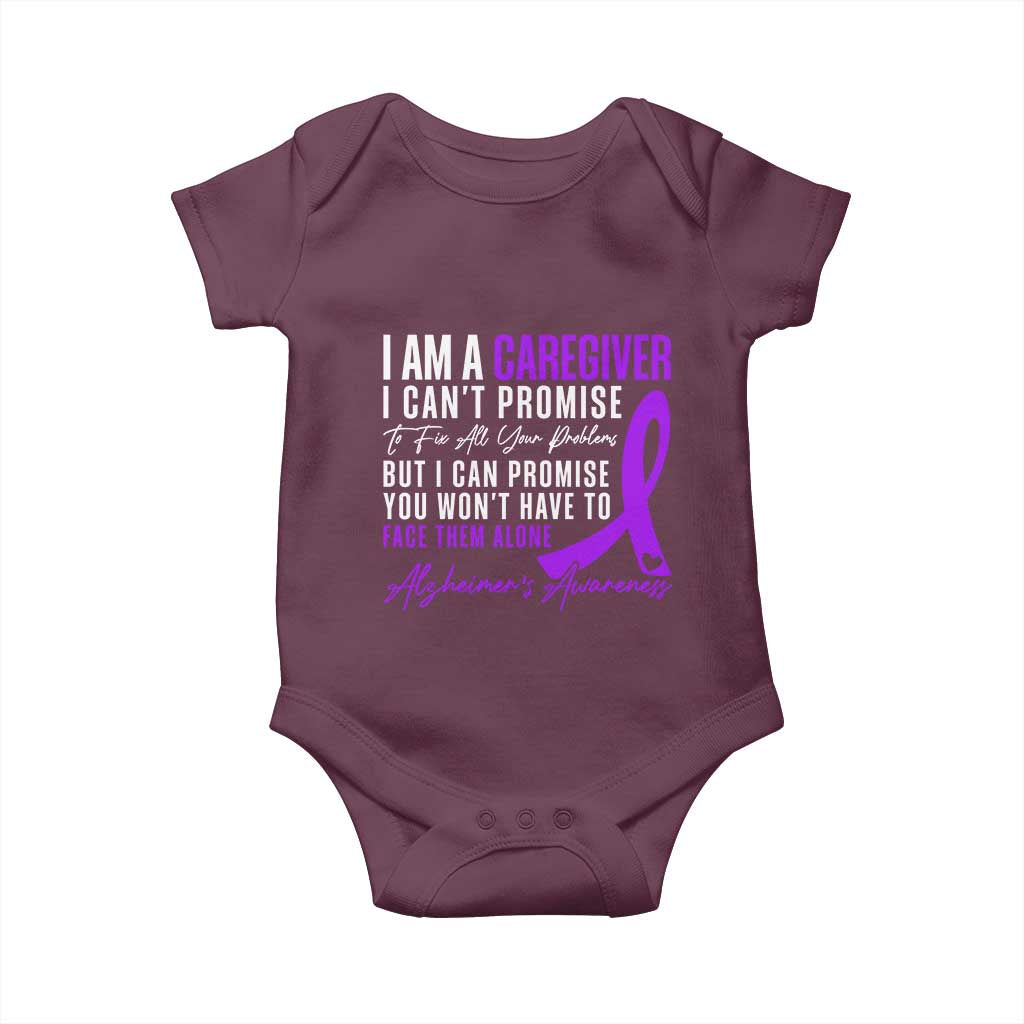 Alzheimer's Caregiver Support Baby Onesie Purple Ribbon Hope Graphic