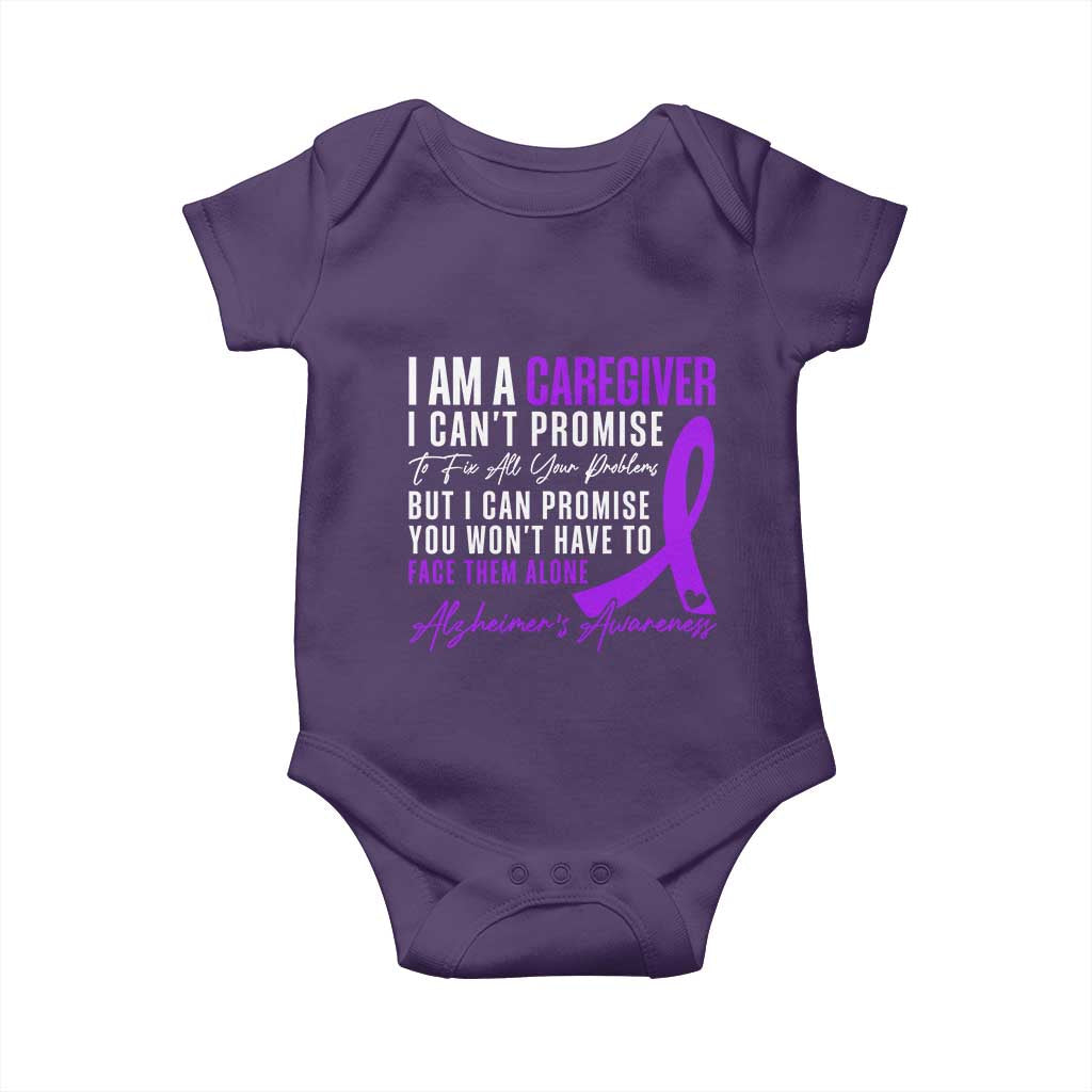 Alzheimer's Caregiver Support Baby Onesie Purple Ribbon Hope Graphic