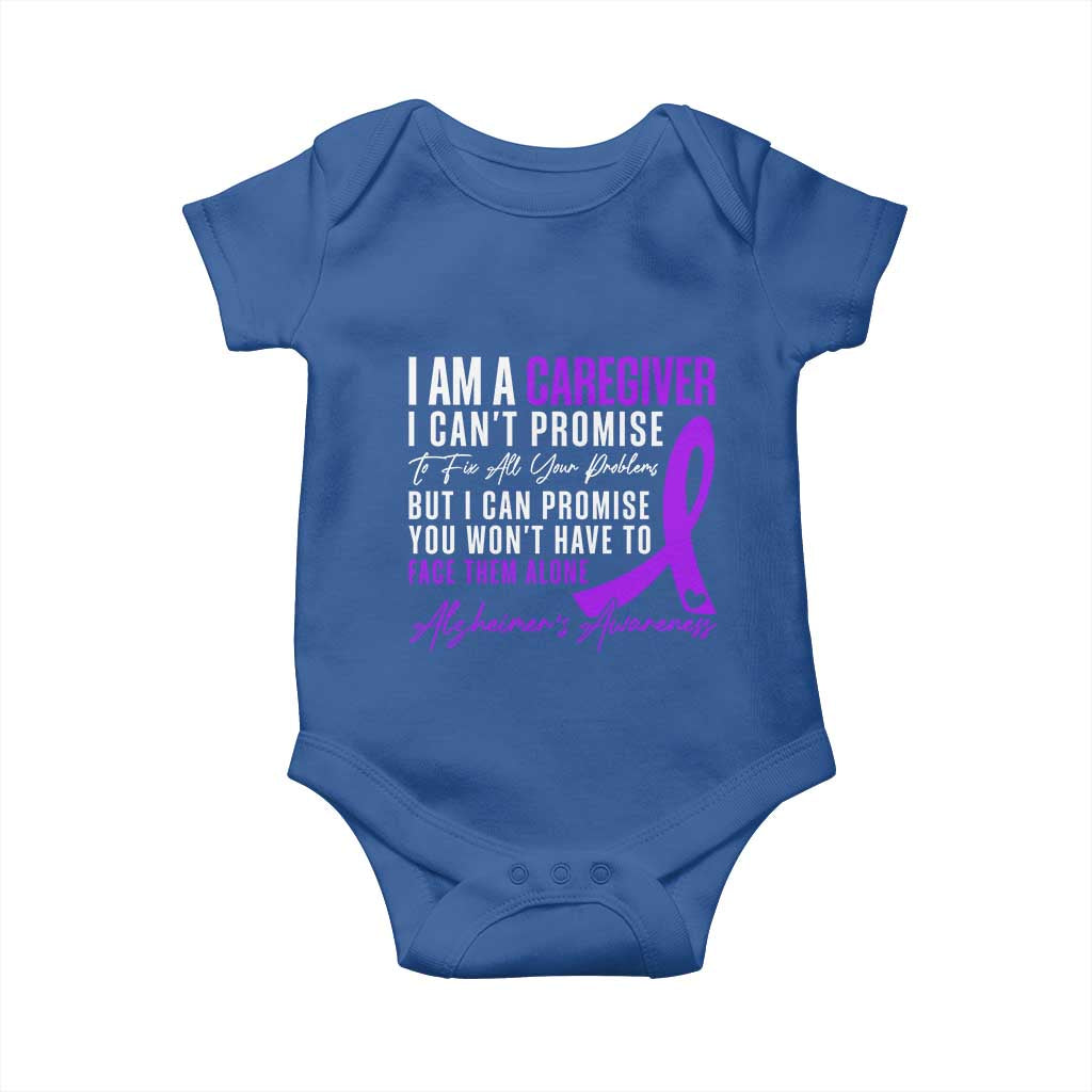 Alzheimer's Caregiver Support Baby Onesie Purple Ribbon Hope Graphic