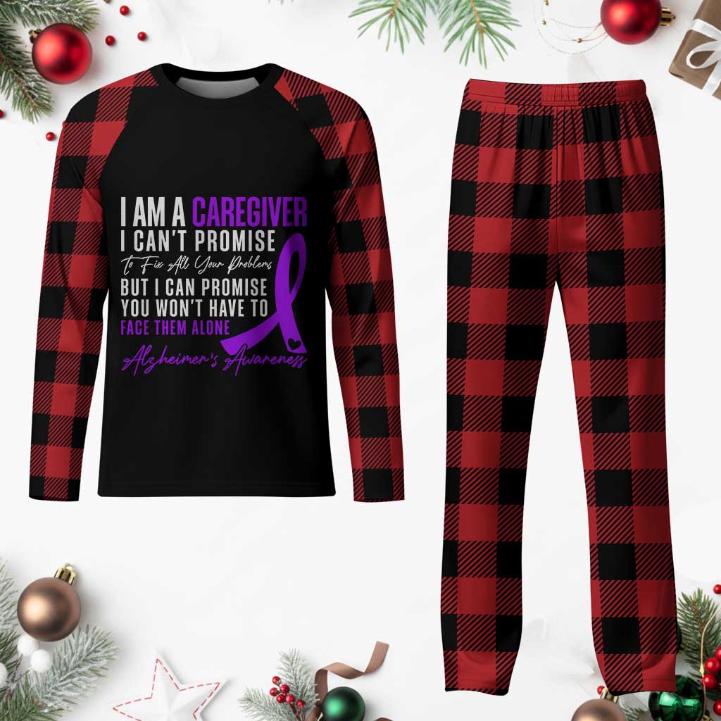 Alzheimer's Caregiver Support Plaid Pajama Set Purple Ribbon Hope Graphic