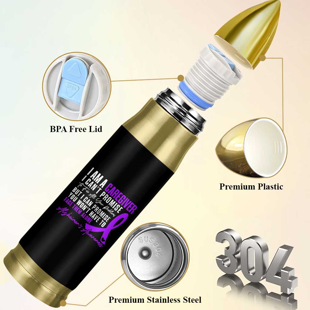Alzheimer's Caregiver Support Bullet Tumbler Purple Ribbon Hope Graphic