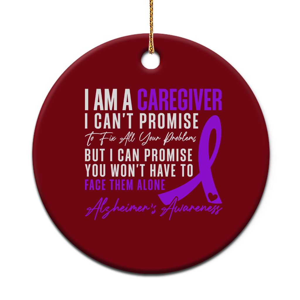 Alzheimer's Caregiver Support Ceramic Ornament Purple Ribbon Hope Graphic