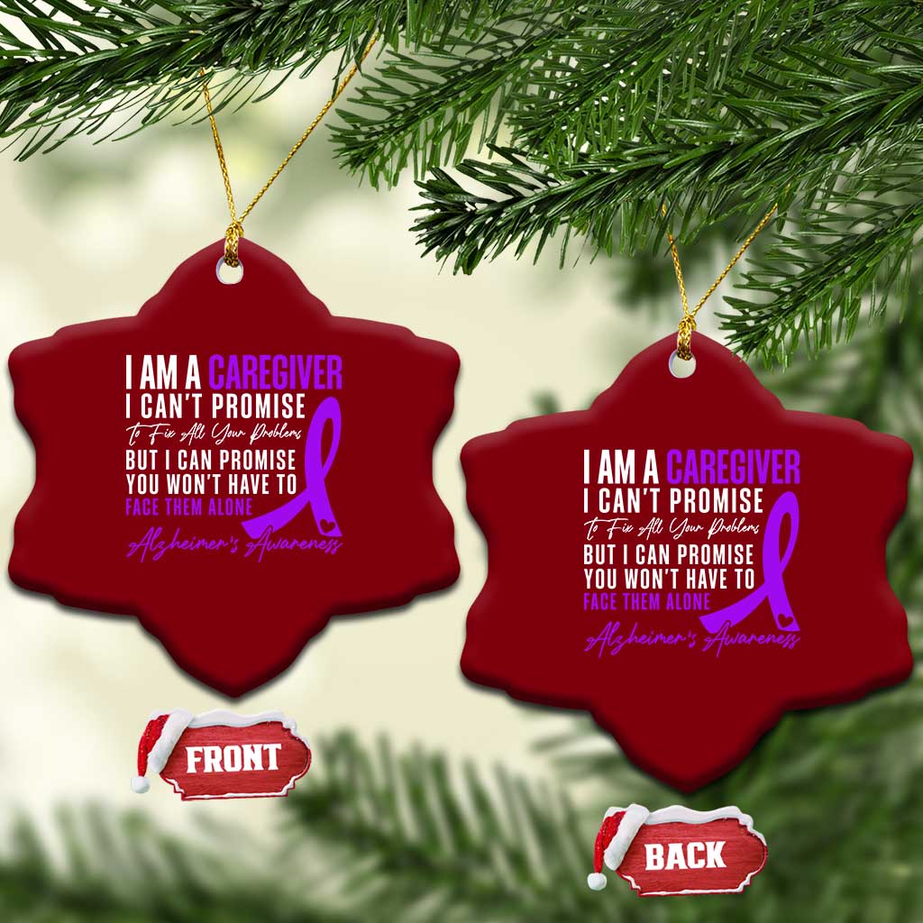 Alzheimer's Caregiver Support Ceramic Ornament Purple Ribbon Hope Graphic