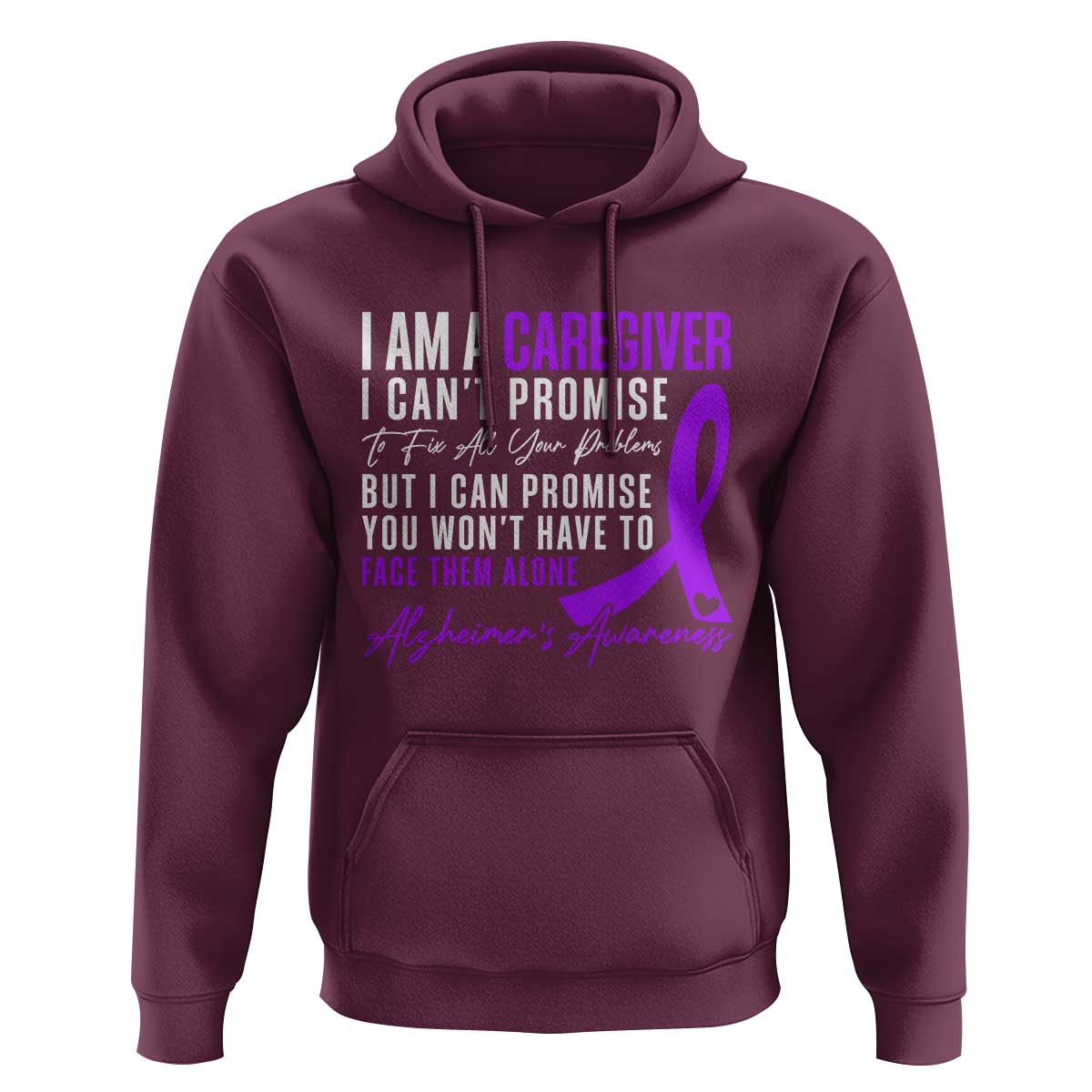 Alzheimer's Caregiver Support Hoodie Purple Ribbon Hope Graphic