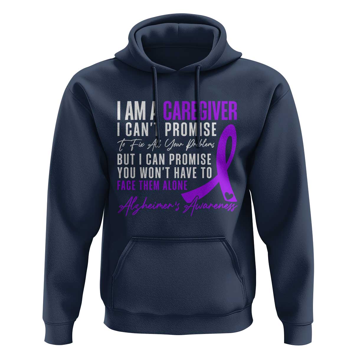 Alzheimer's Caregiver Support Hoodie Purple Ribbon Hope Graphic