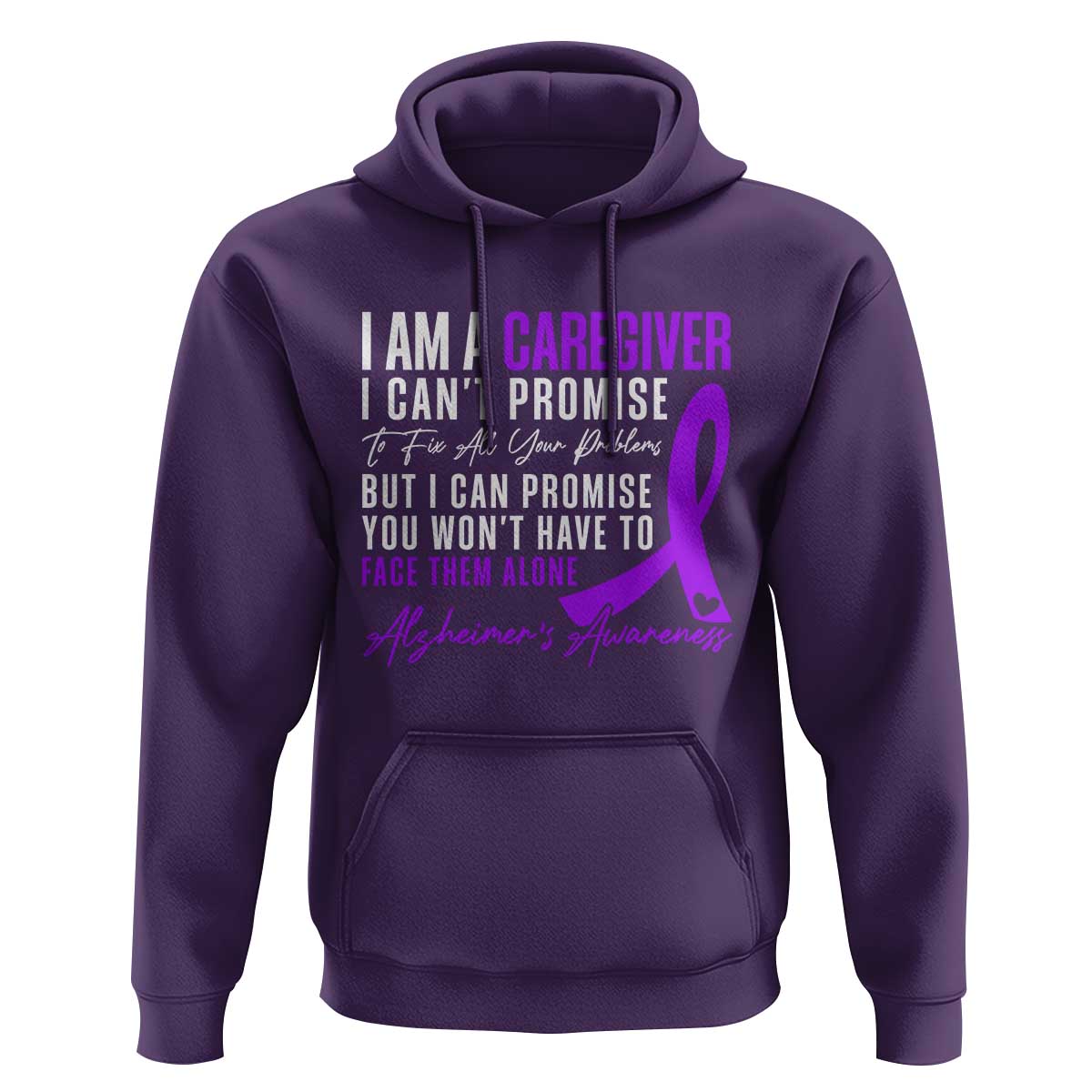 Alzheimer's Caregiver Support Hoodie Purple Ribbon Hope Graphic