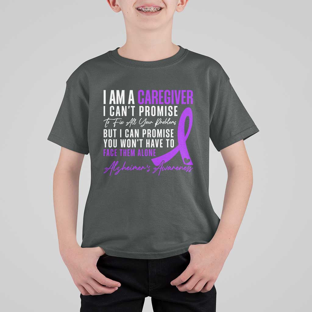 Alzheimer's Caregiver Support T Shirt For Kid Purple Ribbon Hope Graphic