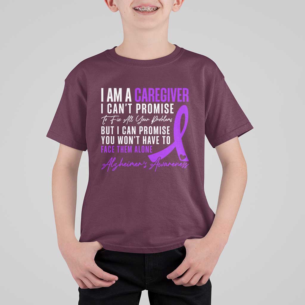 Alzheimer's Caregiver Support T Shirt For Kid Purple Ribbon Hope Graphic