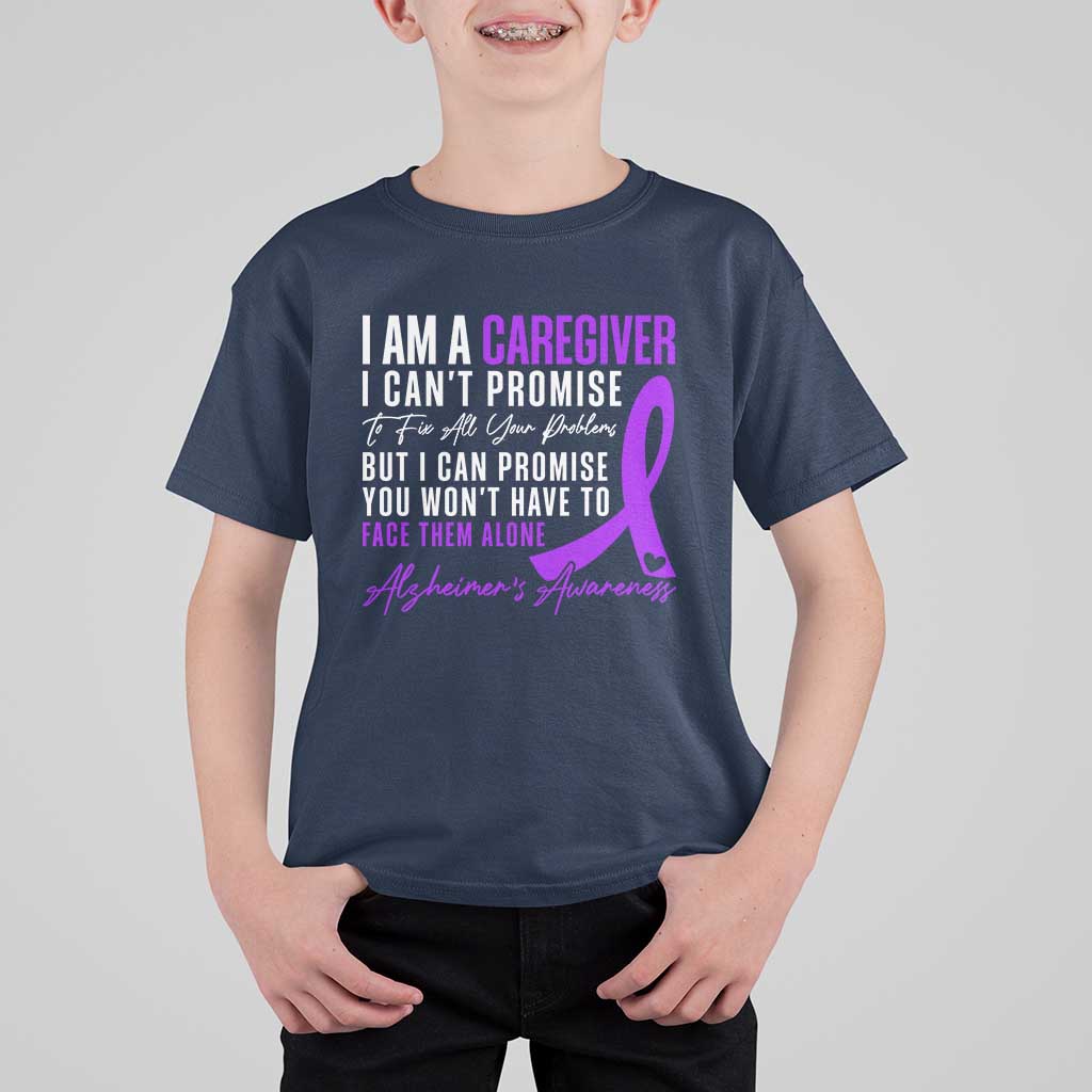 Alzheimer's Caregiver Support T Shirt For Kid Purple Ribbon Hope Graphic
