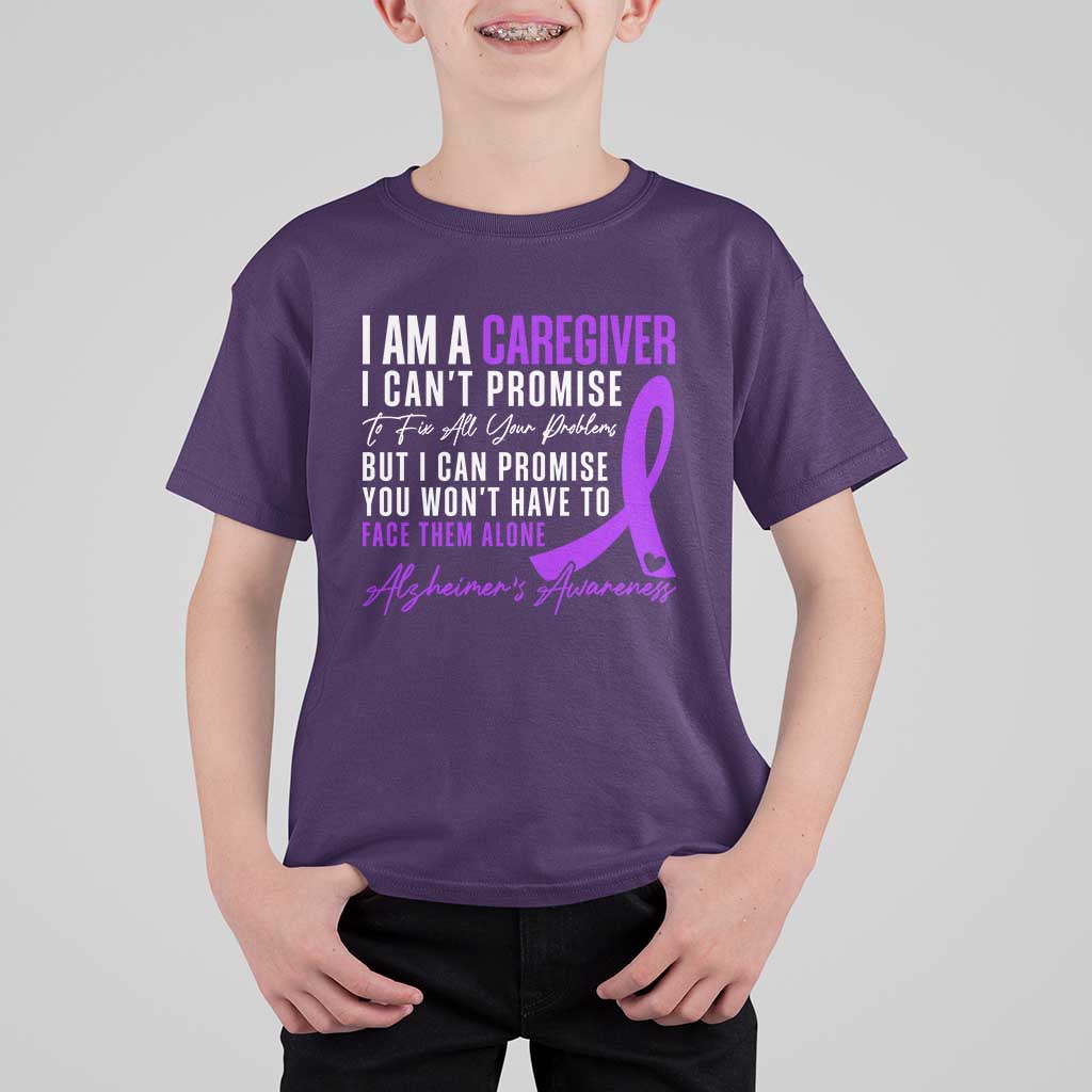 Alzheimer's Caregiver Support T Shirt For Kid Purple Ribbon Hope Graphic