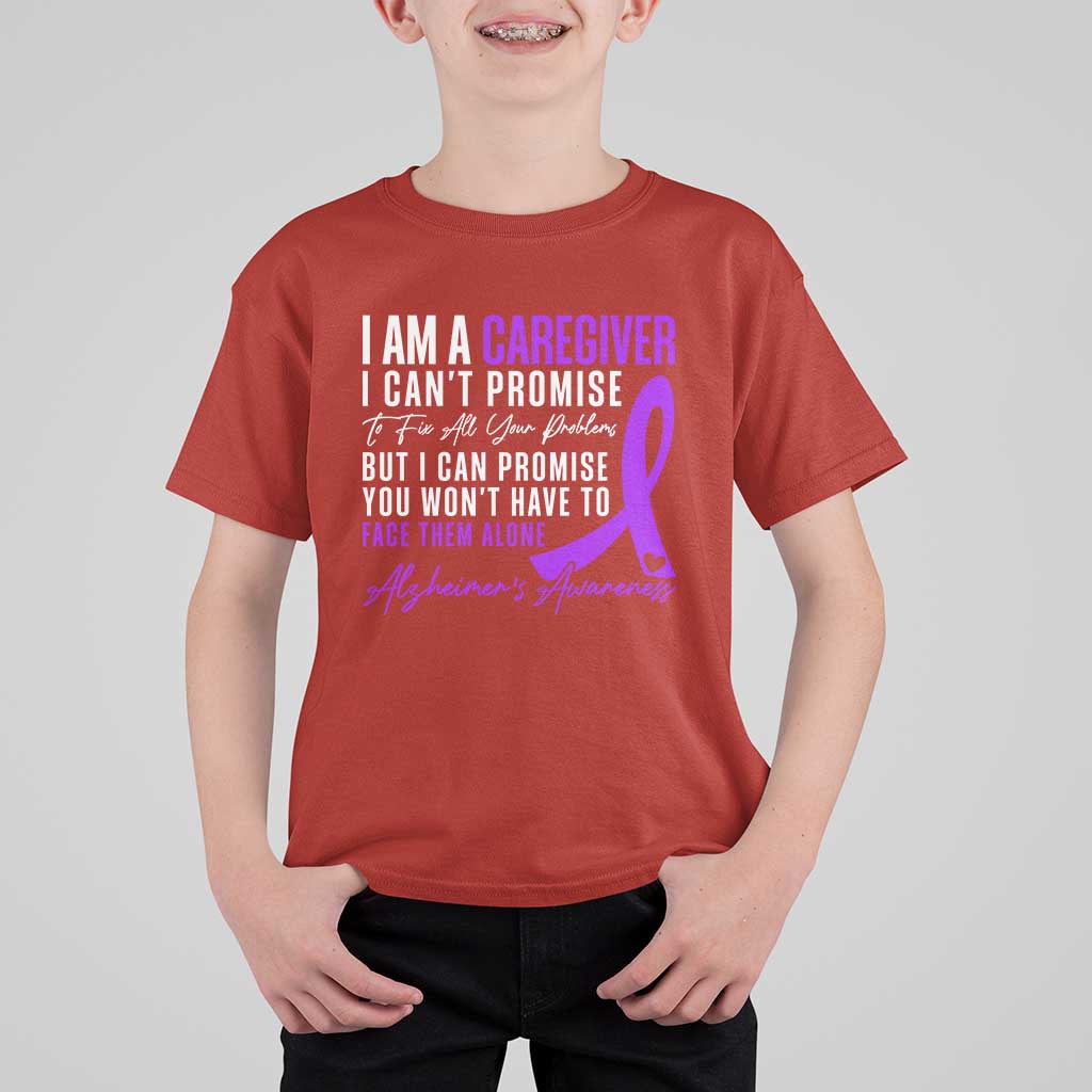 Alzheimer's Caregiver Support T Shirt For Kid Purple Ribbon Hope Graphic