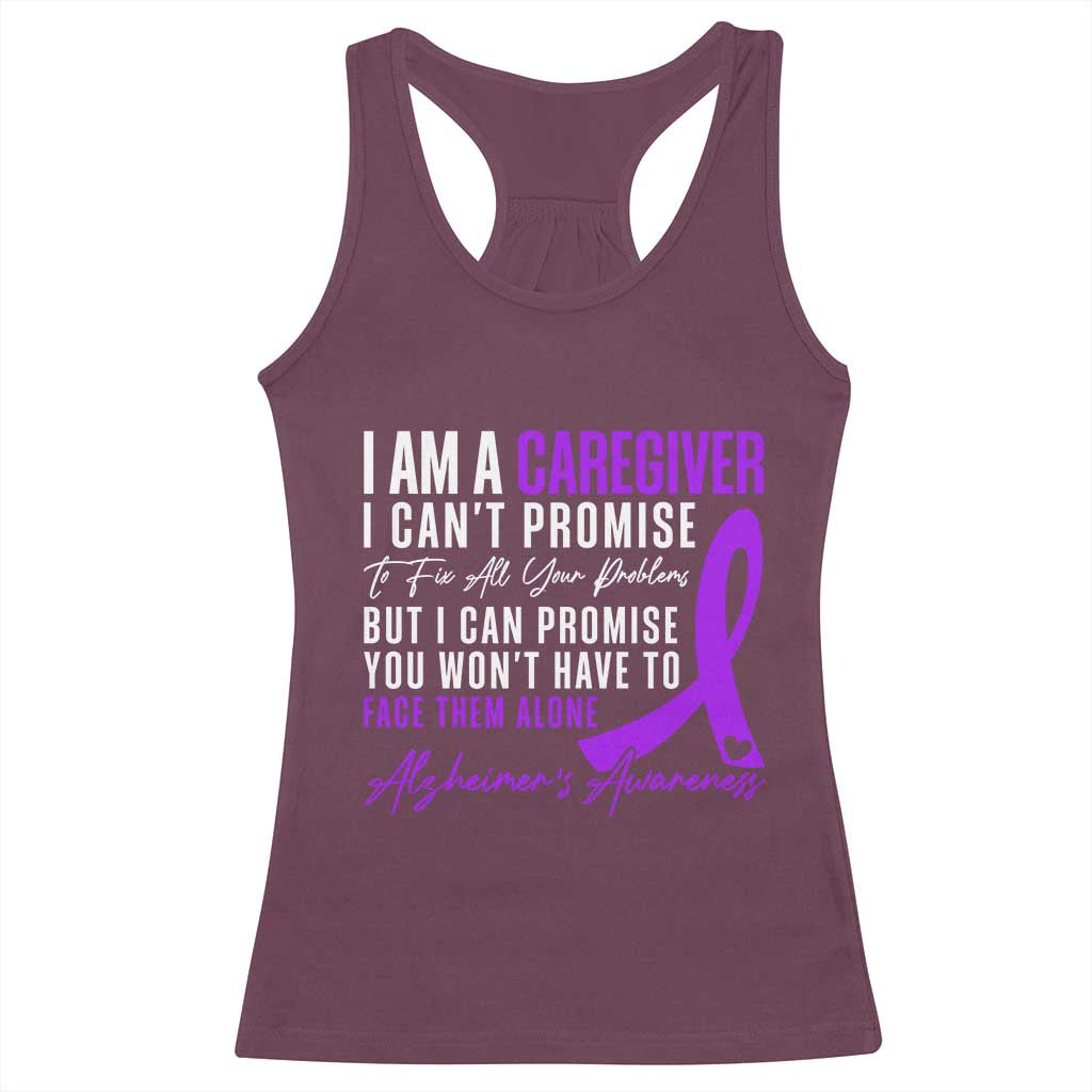 Alzheimer's Caregiver Support Racerback Tank Top Purple Ribbon Hope Graphic