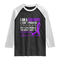 Alzheimer's Caregiver Support Raglan Shirt Purple Ribbon Hope Graphic