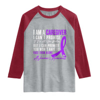 Alzheimer's Caregiver Support Raglan Shirt Purple Ribbon Hope Graphic