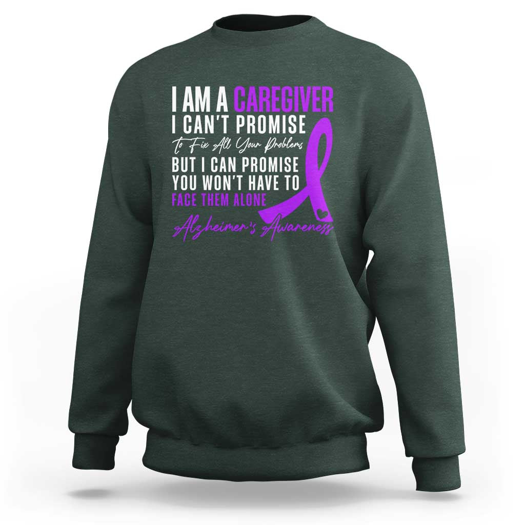 Alzheimer's Caregiver Support Sweatshirt Purple Ribbon Hope Graphic