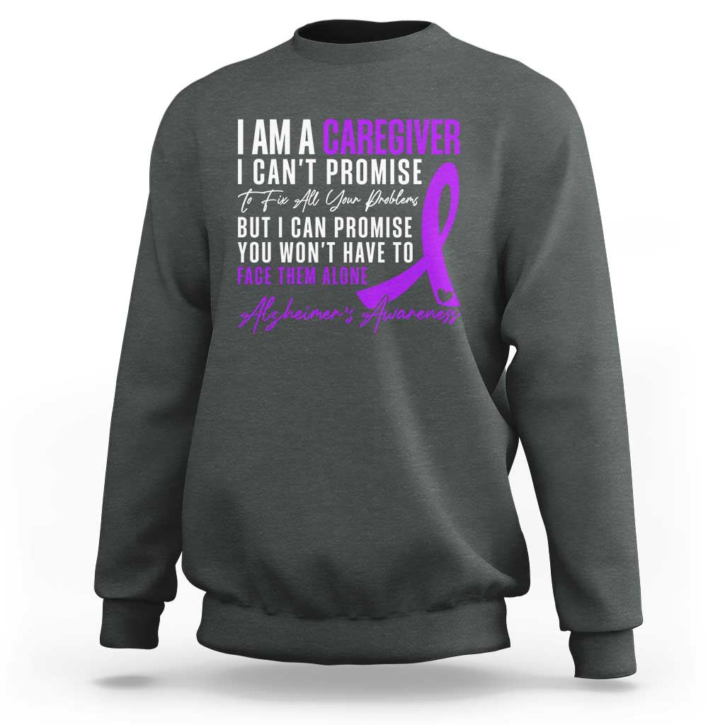 Alzheimer's Caregiver Support Sweatshirt Purple Ribbon Hope Graphic