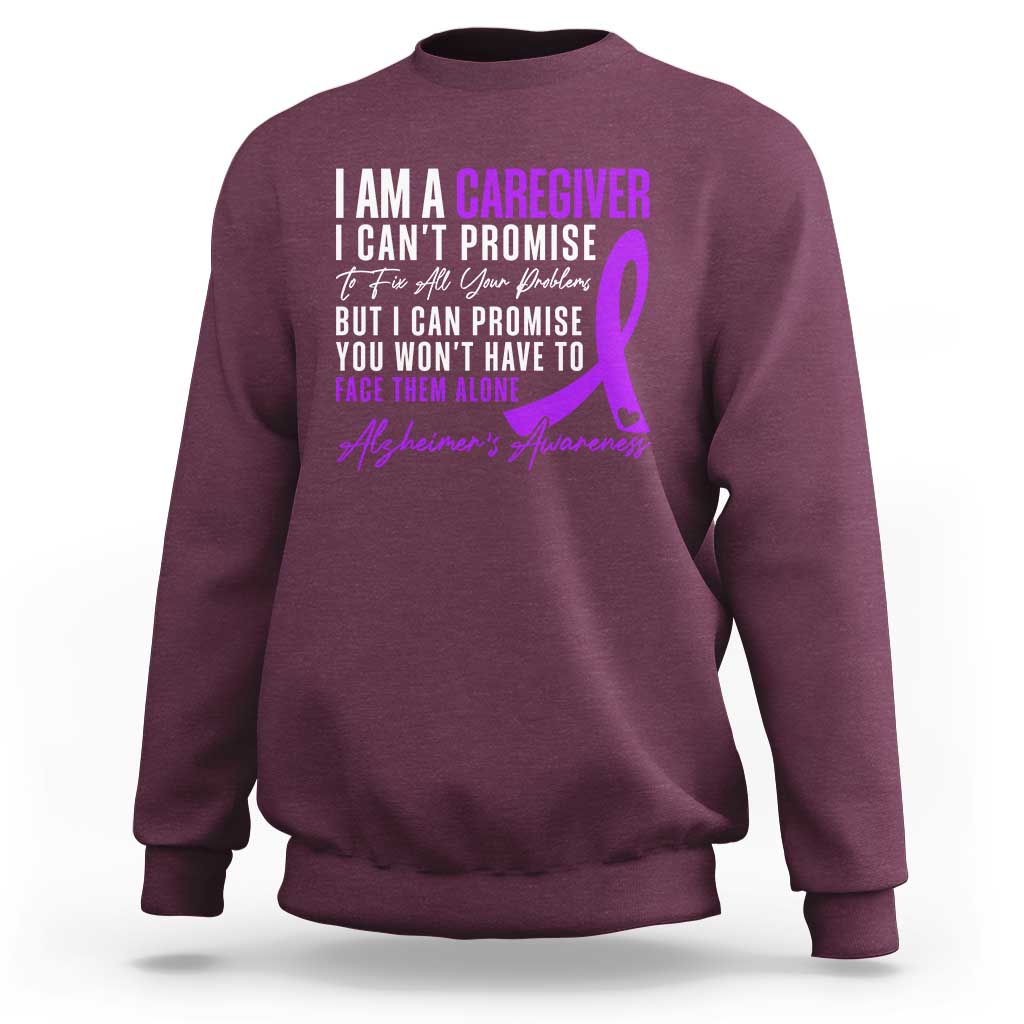 Alzheimer's Caregiver Support Sweatshirt Purple Ribbon Hope Graphic