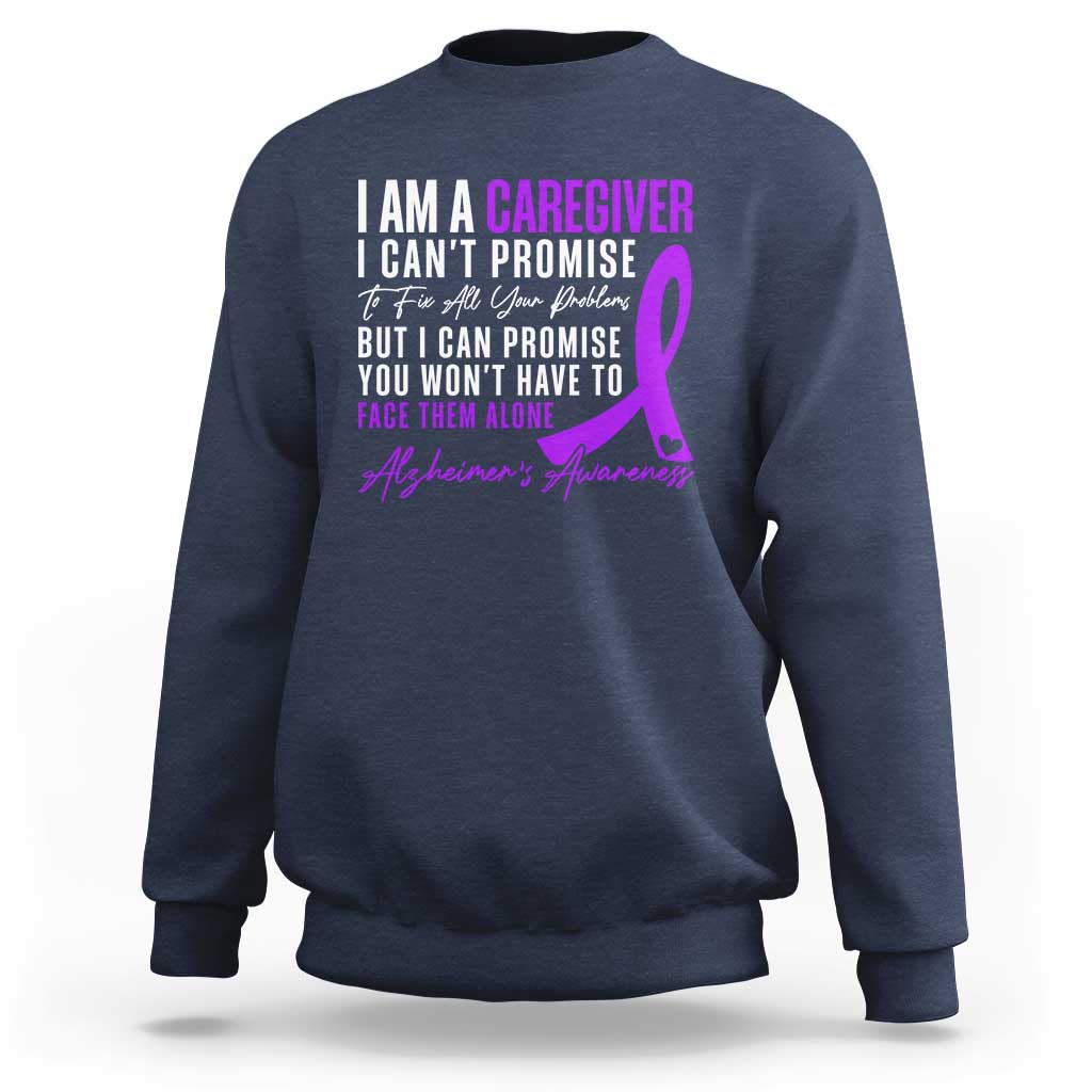 Alzheimer's Caregiver Support Sweatshirt Purple Ribbon Hope Graphic