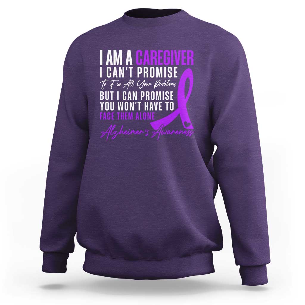 Alzheimer's Caregiver Support Sweatshirt Purple Ribbon Hope Graphic
