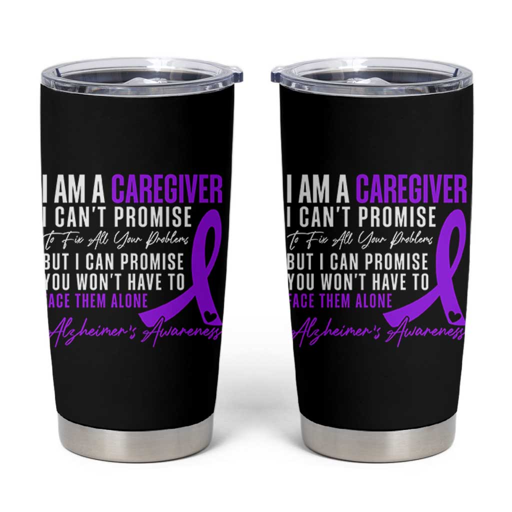 Alzheimer's Caregiver Support Tumbler Cup Purple Ribbon Hope Graphic