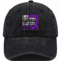 Alzheimer's Caregiver Support Washed Cotton Baseball Cap Purple Ribbon Hope Graphic