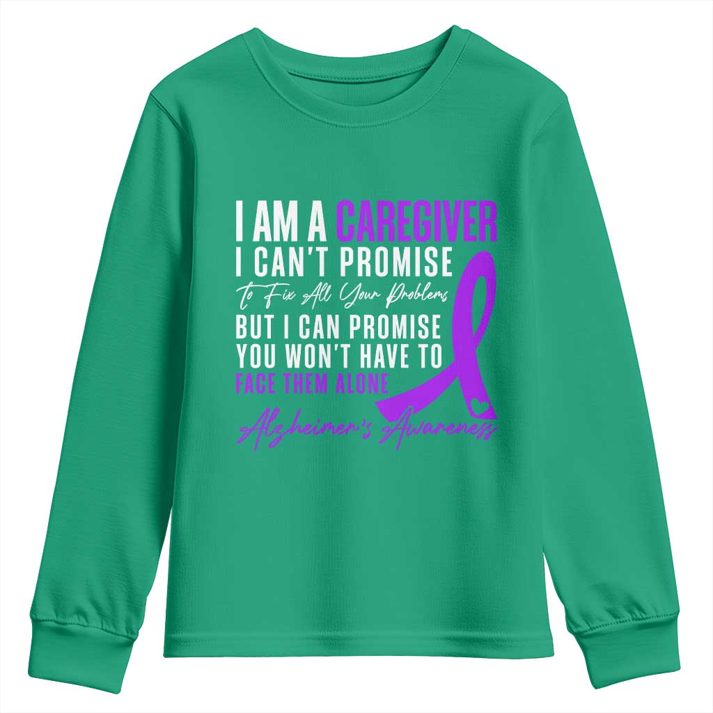 Alzheimer's Caregiver Support Youth Sweatshirt Purple Ribbon Hope Graphic