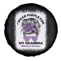 I Wear Purple For My Grandma Spare Tire Cover Alzheimers Awareness Messy Bun Graphic