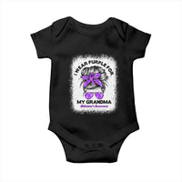 I Wear Purple For My Grandma Baby Onesie Alzheimers Awareness Messy Bun Graphic