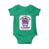 I Wear Purple For My Grandma Baby Onesie Alzheimers Awareness Messy Bun Graphic
