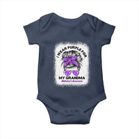 I Wear Purple For My Grandma Baby Onesie Alzheimers Awareness Messy Bun Graphic