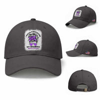 I Wear Purple For My Grandma Baseball Cap Alzheimers Awareness Messy Bun Graphic
