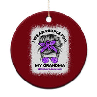 I Wear Purple For My Grandma Ceramic Ornament Alzheimers Awareness Messy Bun Graphic