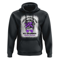 I Wear Purple For My Grandma Hoodie Alzheimers Awareness Messy Bun Graphic