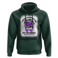 I Wear Purple For My Grandma Hoodie Alzheimers Awareness Messy Bun Graphic