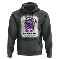 I Wear Purple For My Grandma Hoodie Alzheimers Awareness Messy Bun Graphic
