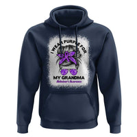 I Wear Purple For My Grandma Hoodie Alzheimers Awareness Messy Bun Graphic
