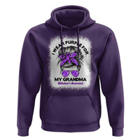 I Wear Purple For My Grandma Hoodie Alzheimers Awareness Messy Bun Graphic