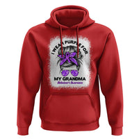 I Wear Purple For My Grandma Hoodie Alzheimers Awareness Messy Bun Graphic