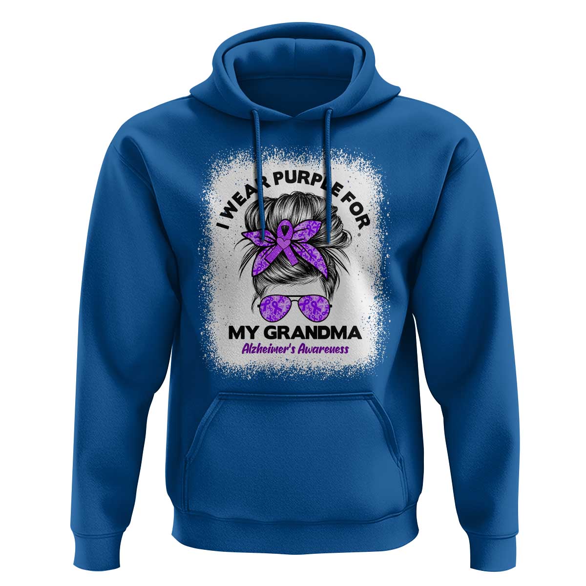 I Wear Purple For My Grandma Hoodie Alzheimers Awareness Messy Bun Graphic