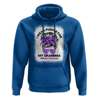 I Wear Purple For My Grandma Hoodie Alzheimers Awareness Messy Bun Graphic